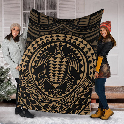 Hawaii Premium Blanket Kakau Honu Arc Polynesian Gold-Myprintsy