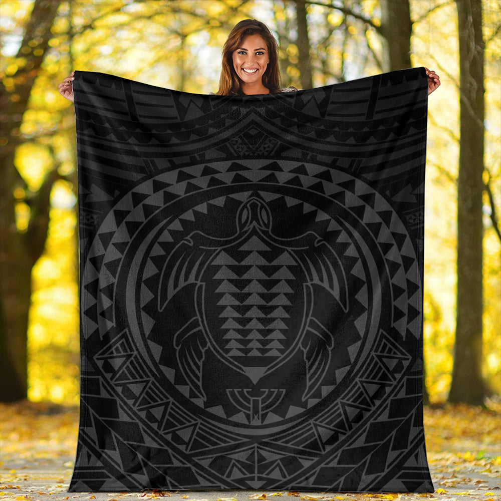 Hawaii Premium Blanket Kakau Honu Arc Polynesian Gray-Myprintsy