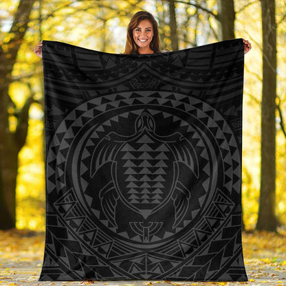 Hawaii Premium Blanket Kakau Honu Arc Polynesian Gray-Myprintsy