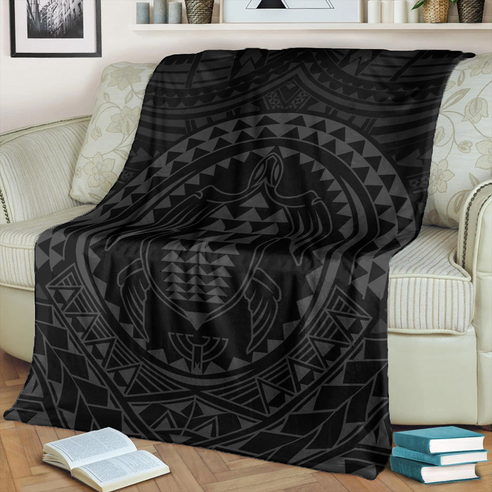 Hawaii Premium Blanket Kakau Honu Arc Polynesian Gray-Myprintsy