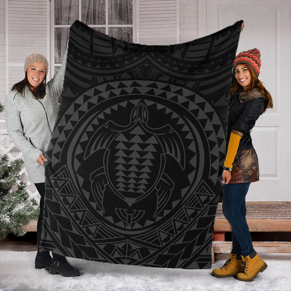 Hawaii Premium Blanket Kakau Honu Arc Polynesian Gray-Myprintsy