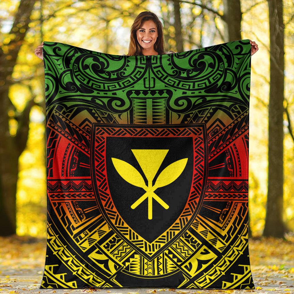 Hawaii Premium Blanket Kakau Honu Arc Polynesian Turquoise-Myprintsy