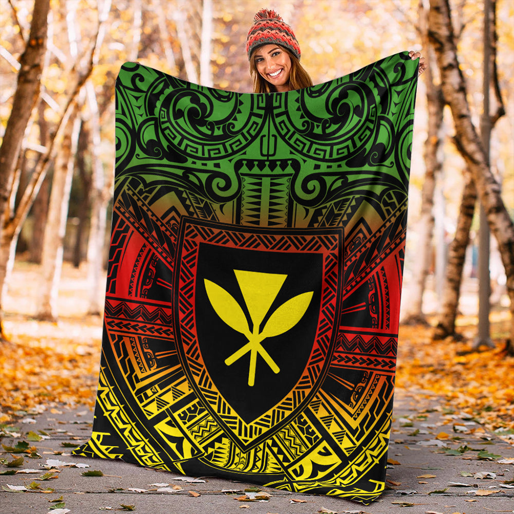 Hawaii Premium Blanket Kakau Honu Arc Polynesian Turquoise-Myprintsy