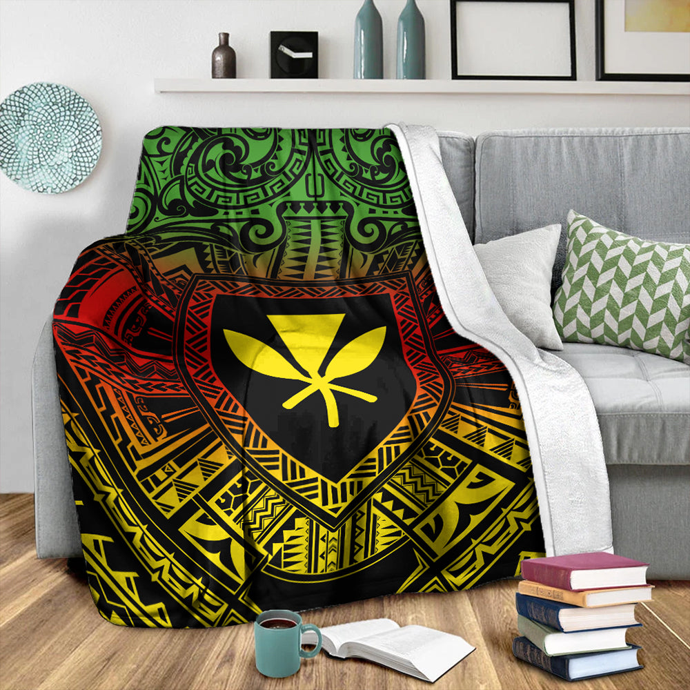 Hawaii Premium Blanket Kakau Honu Arc Polynesian Turquoise-Myprintsy