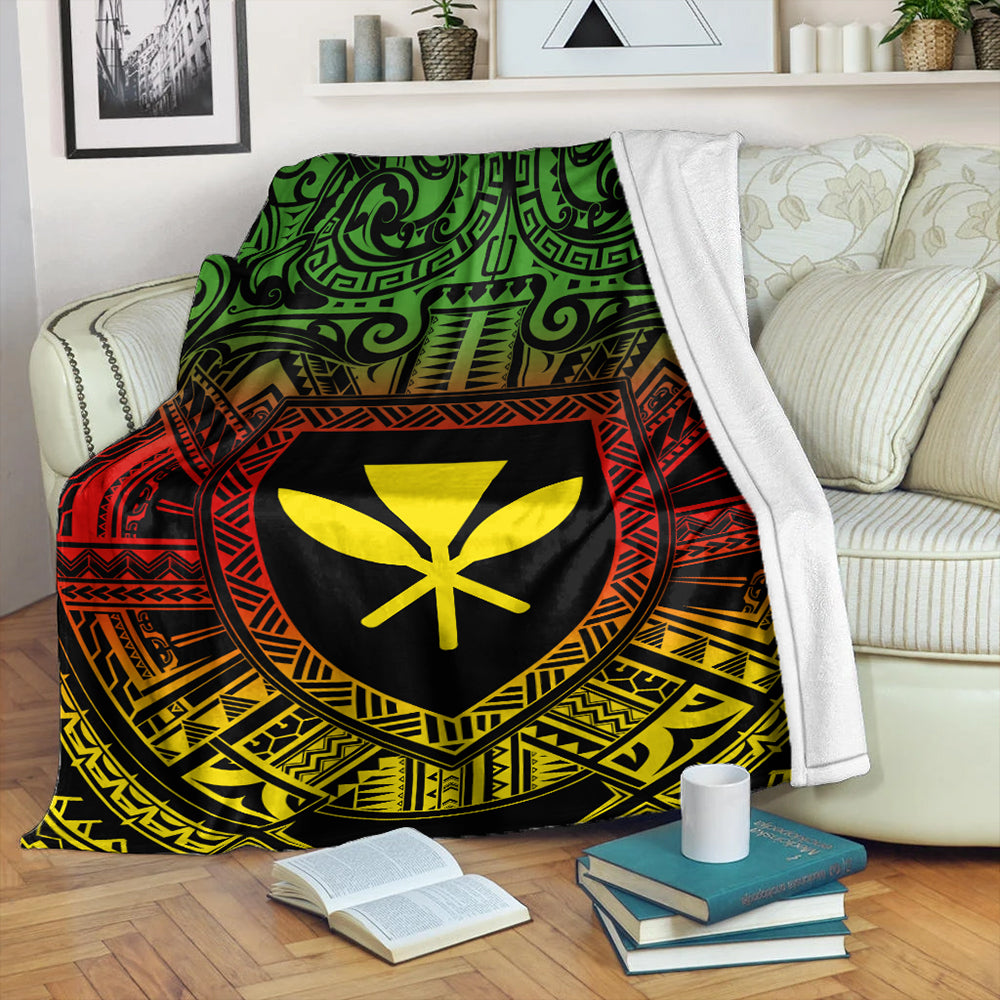 Hawaii Premium Blanket Kakau Honu Arc Polynesian Turquoise-Myprintsy