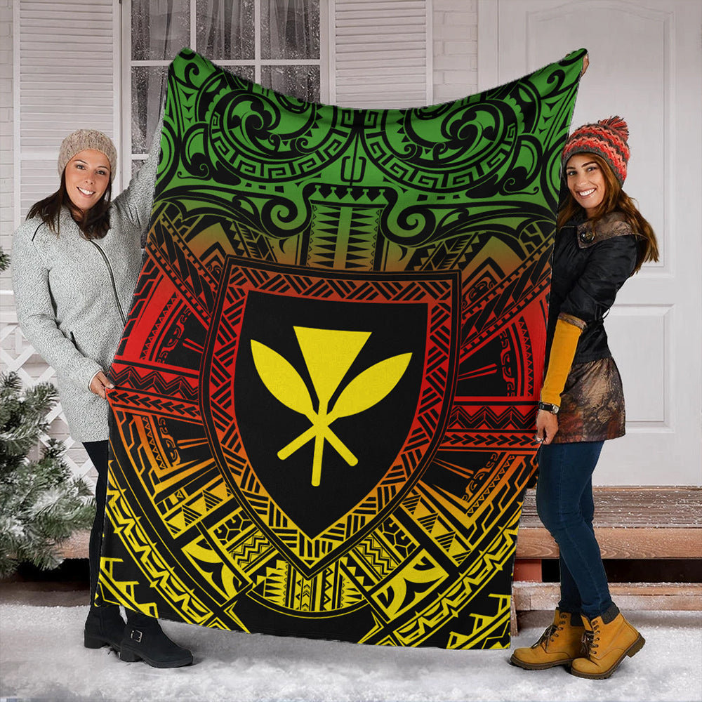 Hawaii Premium Blanket Kakau Honu Arc Polynesian Turquoise-Myprintsy