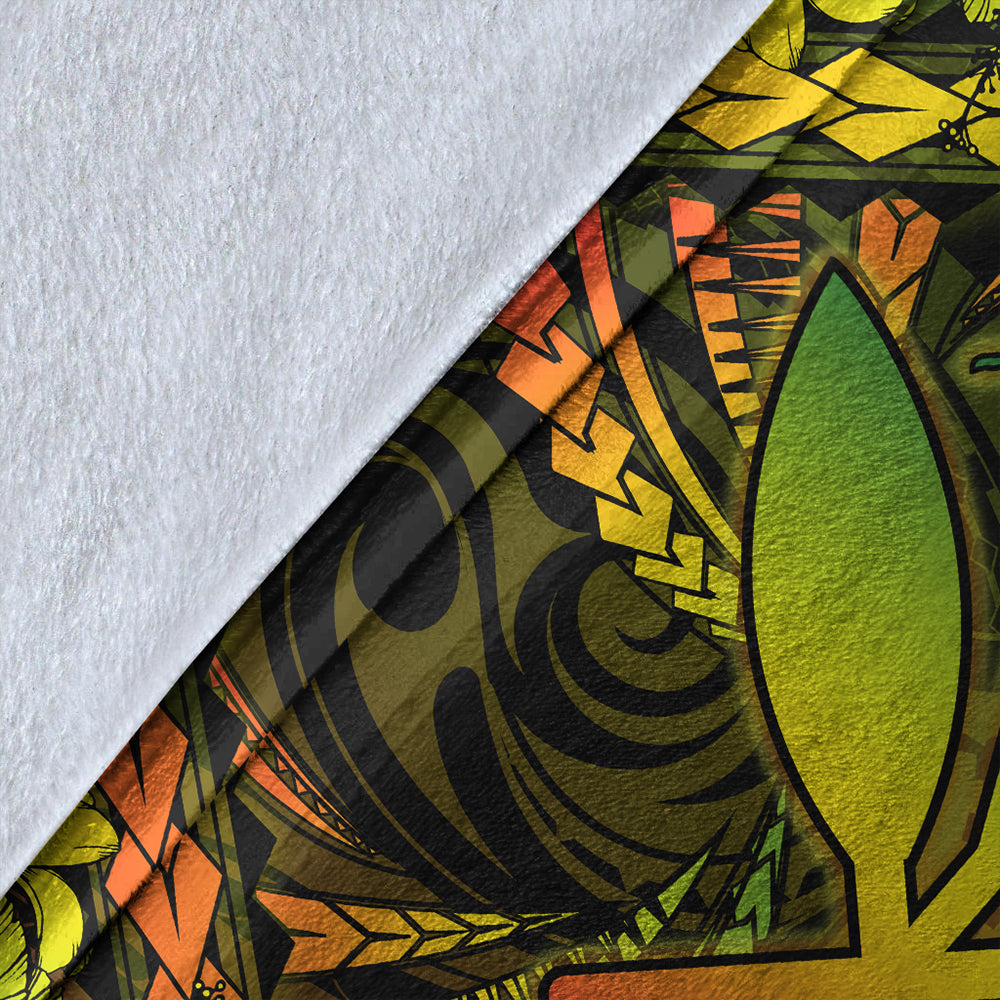 Hawaii Premium Blanket Kanaka Maoli Map Hibiscus Polynesian Kanu-Myprintsy