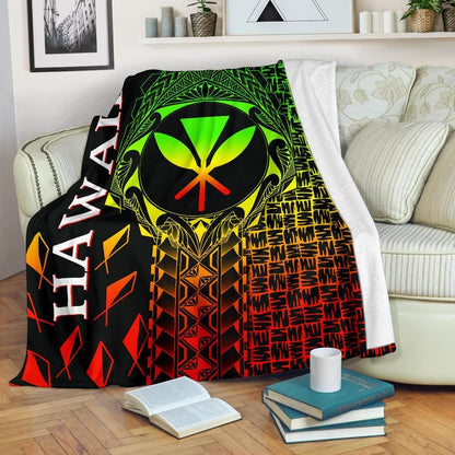 Hawaii Premium Blanket - Kanaka Maoli Rocket Style (Reggae)-Myprintsy