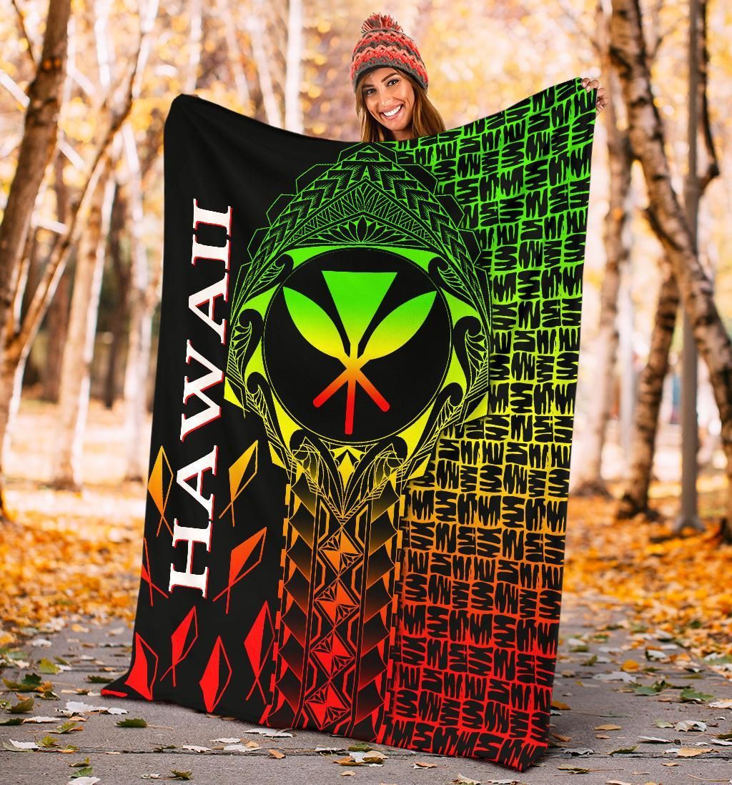 Hawaii Premium Blanket - Kanaka Maoli Rocket Style (Reggae)-Myprintsy