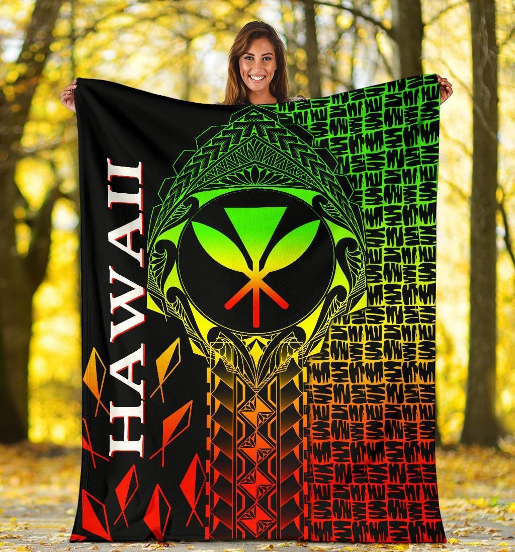 Hawaii Premium Blanket - Kanaka Maoli Rocket Style (Reggae)-Myprintsy