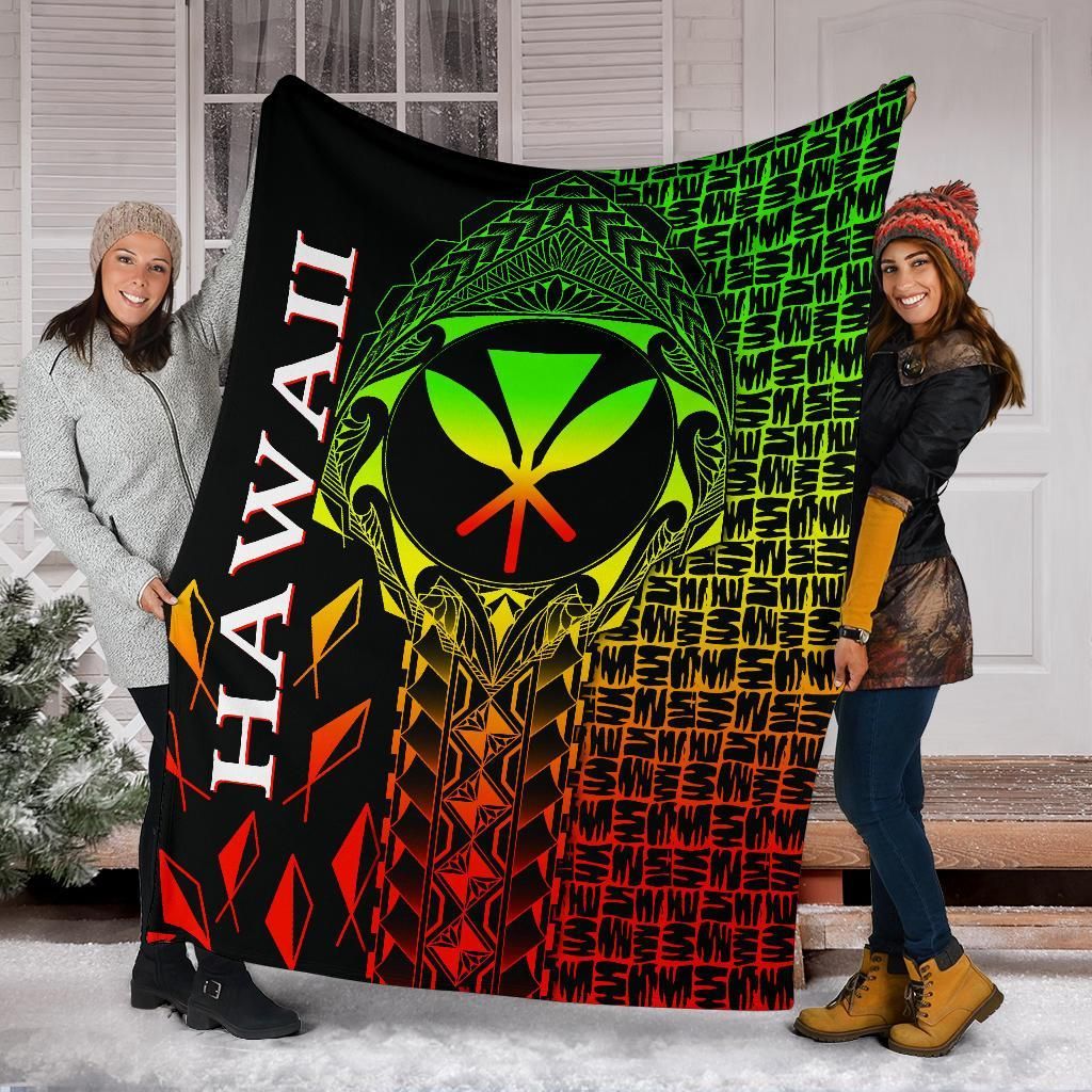 Hawaii Premium Blanket - Kanaka Maoli Rocket Style (Reggae)-Myprintsy