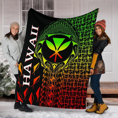 Hawaii Premium Blanket - Kanaka Maoli Rocket Style (Reggae)-Myprintsy