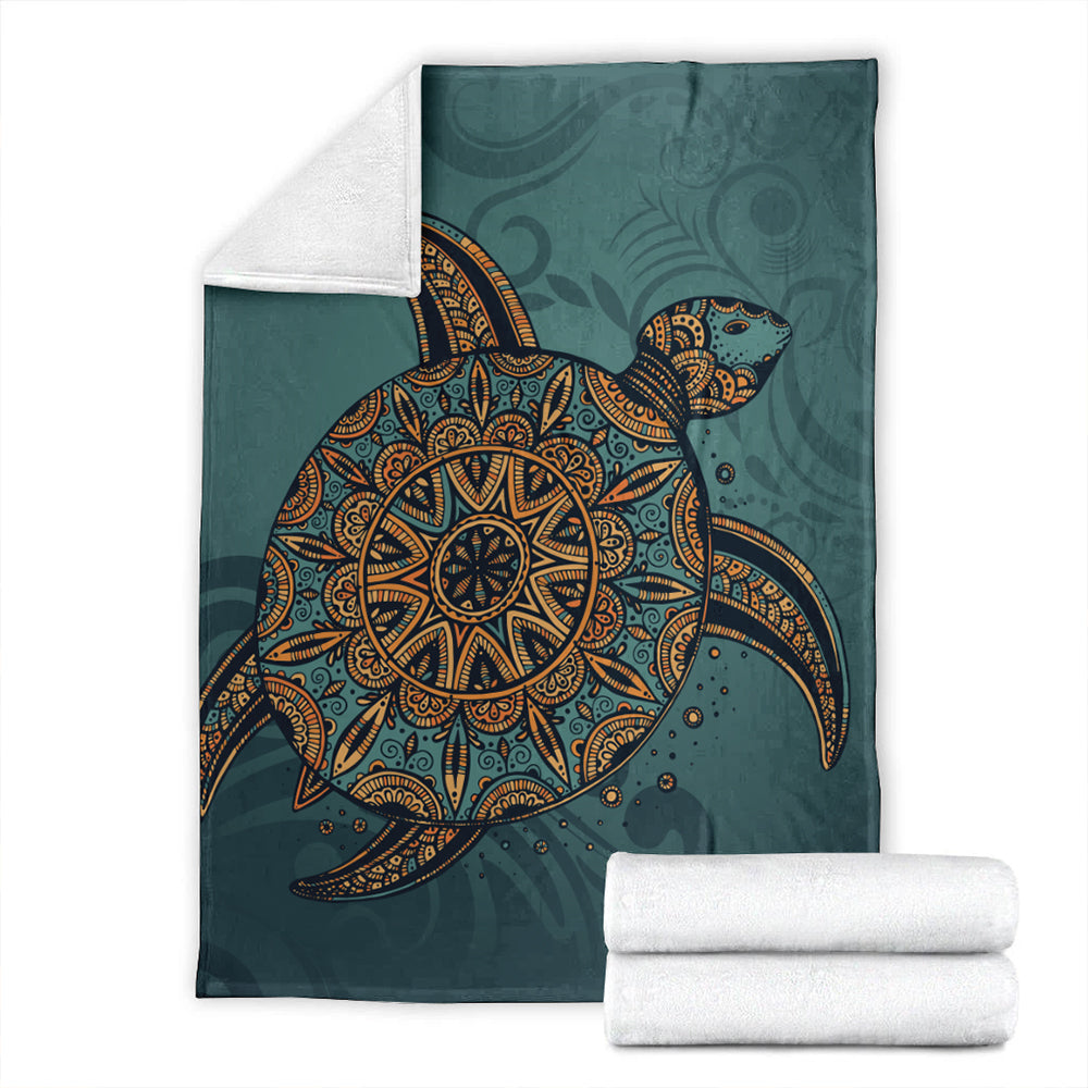 Hawaii Premium Blanket Mandela Turtle Royal Blue-Myprintsy
