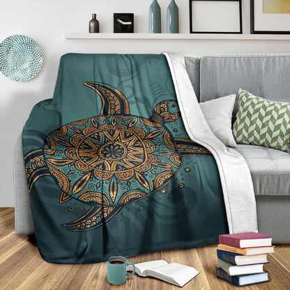Hawaii Premium Blanket Mandela Turtle Royal Blue-Myprintsy