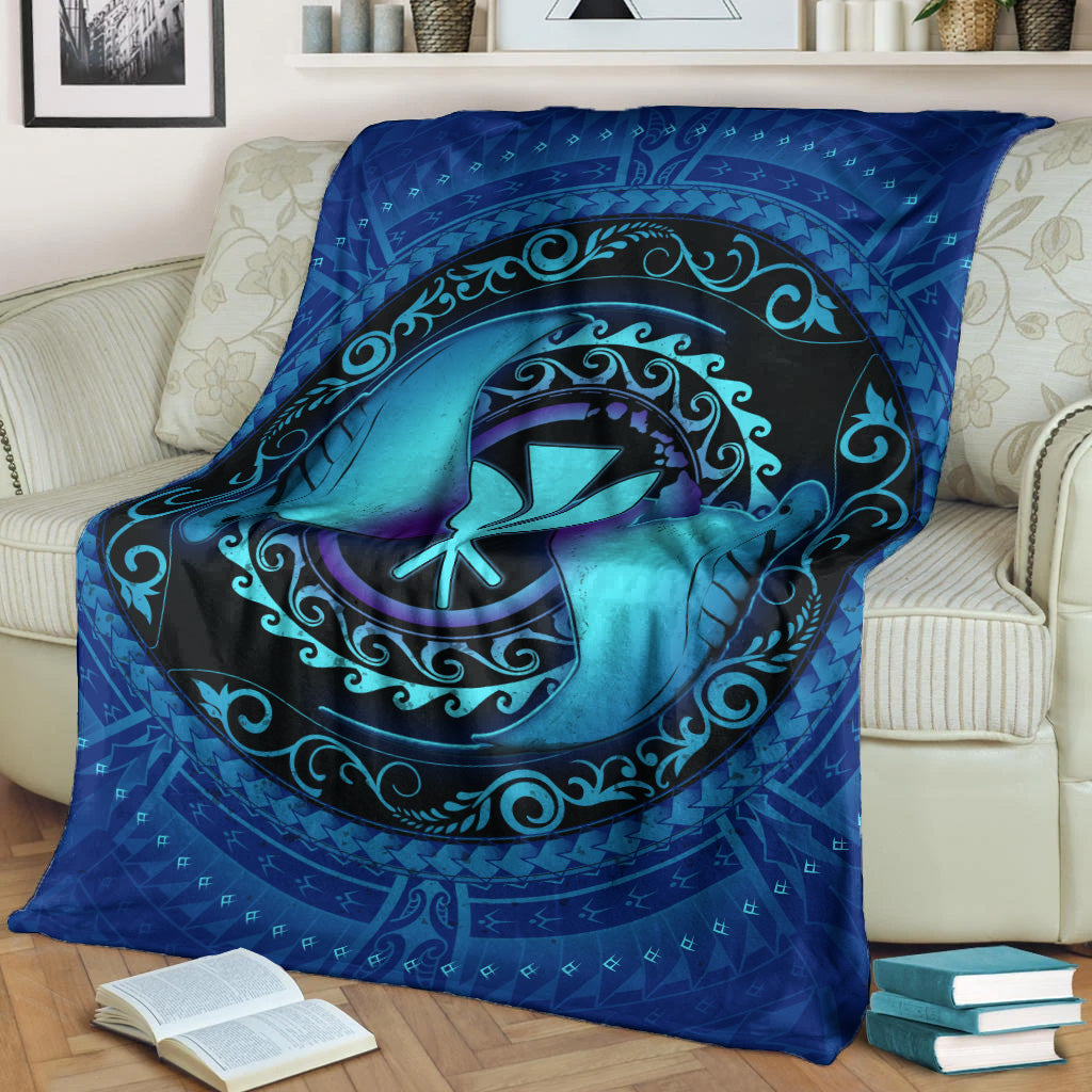 Hawaii Premium Blanket Manta Ray Couple Polynesian Ocean Style-Myprintsy