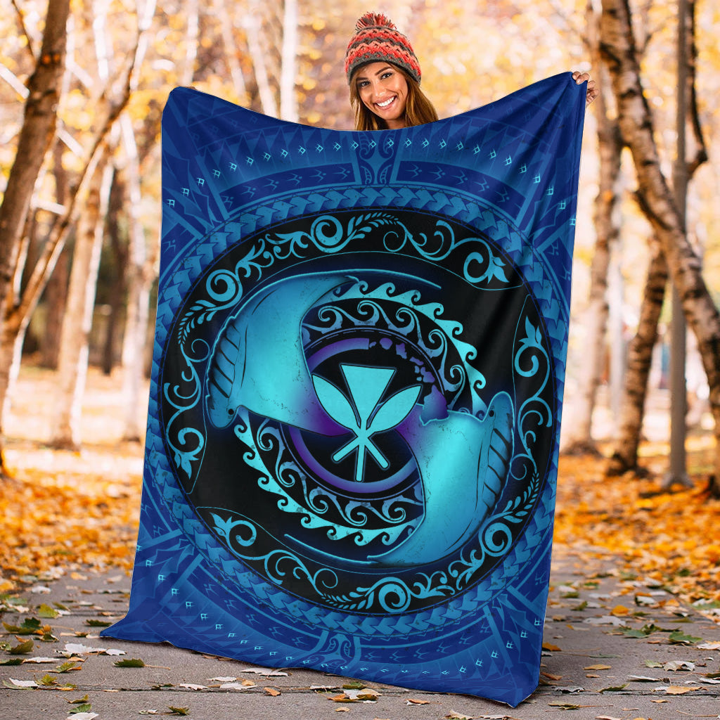 Hawaii Premium Blanket Manta Ray Couple Polynesian Ocean Style-Myprintsy