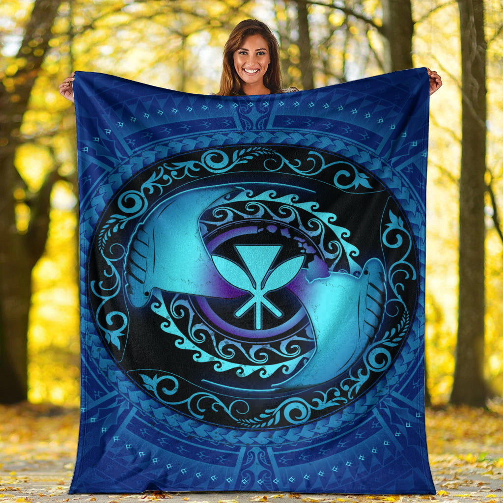 Hawaii Premium Blanket Manta Ray Couple Polynesian Ocean Style-Myprintsy