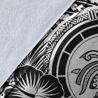 Hawaii Premium Blanket Map Honu Hibiscus Polynesian White-Myprintsy