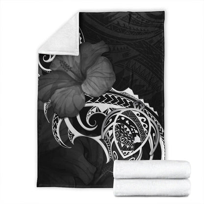 Hawaii Premium Blanket Map Turtle Hibiscus Polynesian Divise-Myprintsy