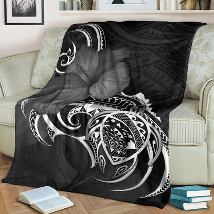 Hawaii Premium Blanket Map Turtle Hibiscus Polynesian Divise-Myprintsy