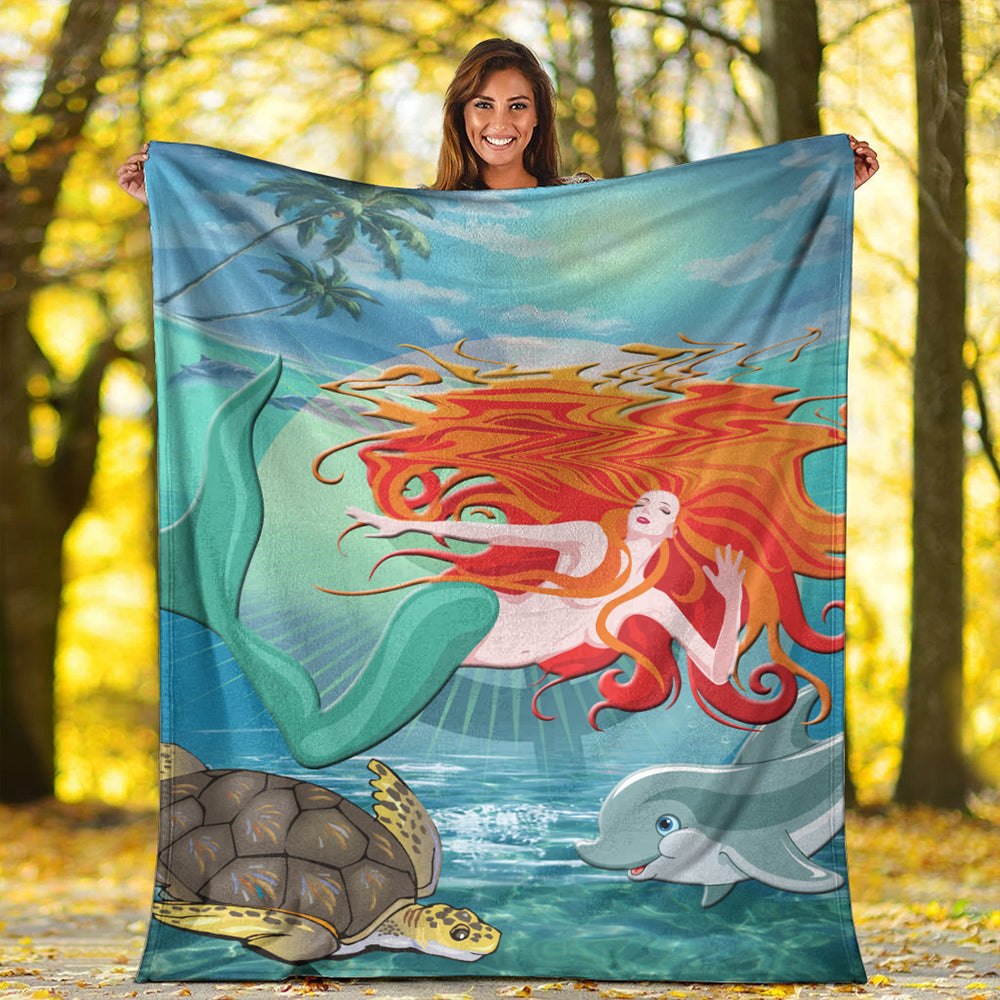Hawaii Premium Blanket Mermaid And Animal-Myprintsy