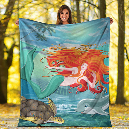 Hawaii Premium Blanket Mermaid And Animal-Myprintsy