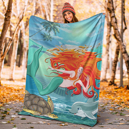 Hawaii Premium Blanket Mermaid And Animal-Myprintsy