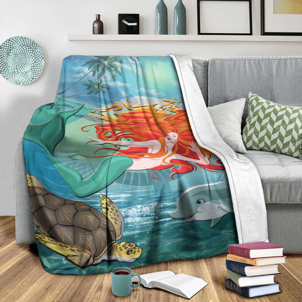 Hawaii Premium Blanket Mermaid And Animal-Myprintsy