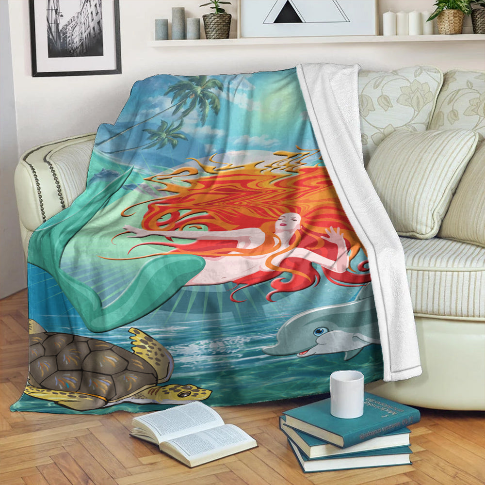 Hawaii Premium Blanket Mermaid And Animal-Myprintsy