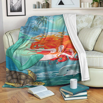 Hawaii Premium Blanket Mermaid And Animal-Myprintsy