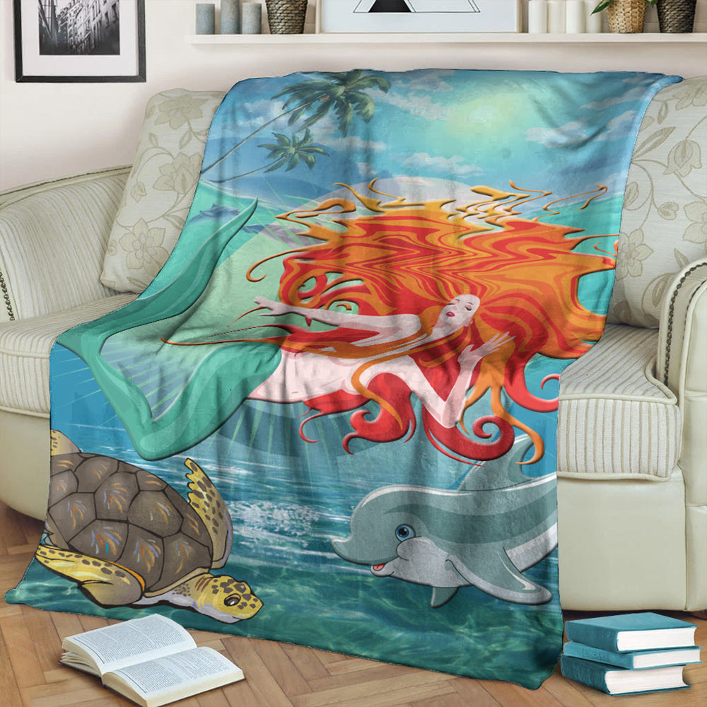 Hawaii Premium Blanket Mermaid And Animal-Myprintsy