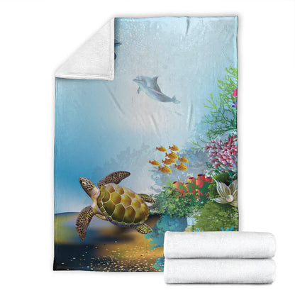 Hawaii Premium Blanket Ocean Cartoon-Myprintsy