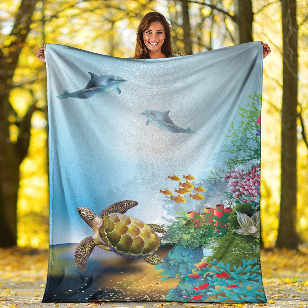 Hawaii Premium Blanket Ocean Cartoon-Myprintsy