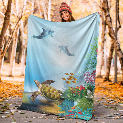 Hawaii Premium Blanket Ocean Cartoon-Myprintsy