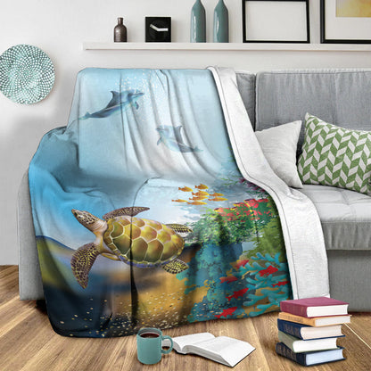 Hawaii Premium Blanket Ocean Cartoon-Myprintsy