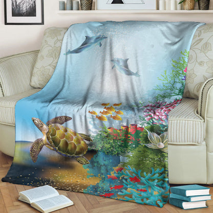 Hawaii Premium Blanket Ocean Cartoon-Myprintsy