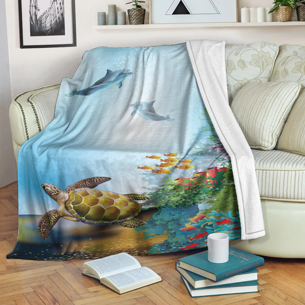Hawaii Premium Blanket Ocean Cartoon-Myprintsy