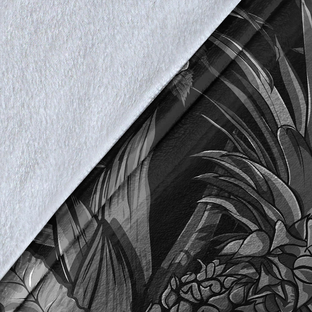 Hawaii Premium Blanket Pineapple Hibiscus Black And White-Myprintsy
