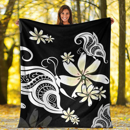 Hawaii Premium Blanket Plumeria Butterfly-Myprintsy