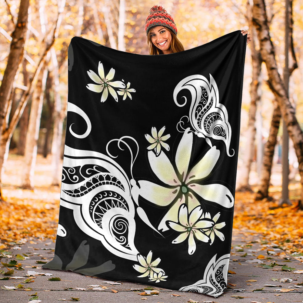 Hawaii Premium Blanket Plumeria Butterfly-Myprintsy