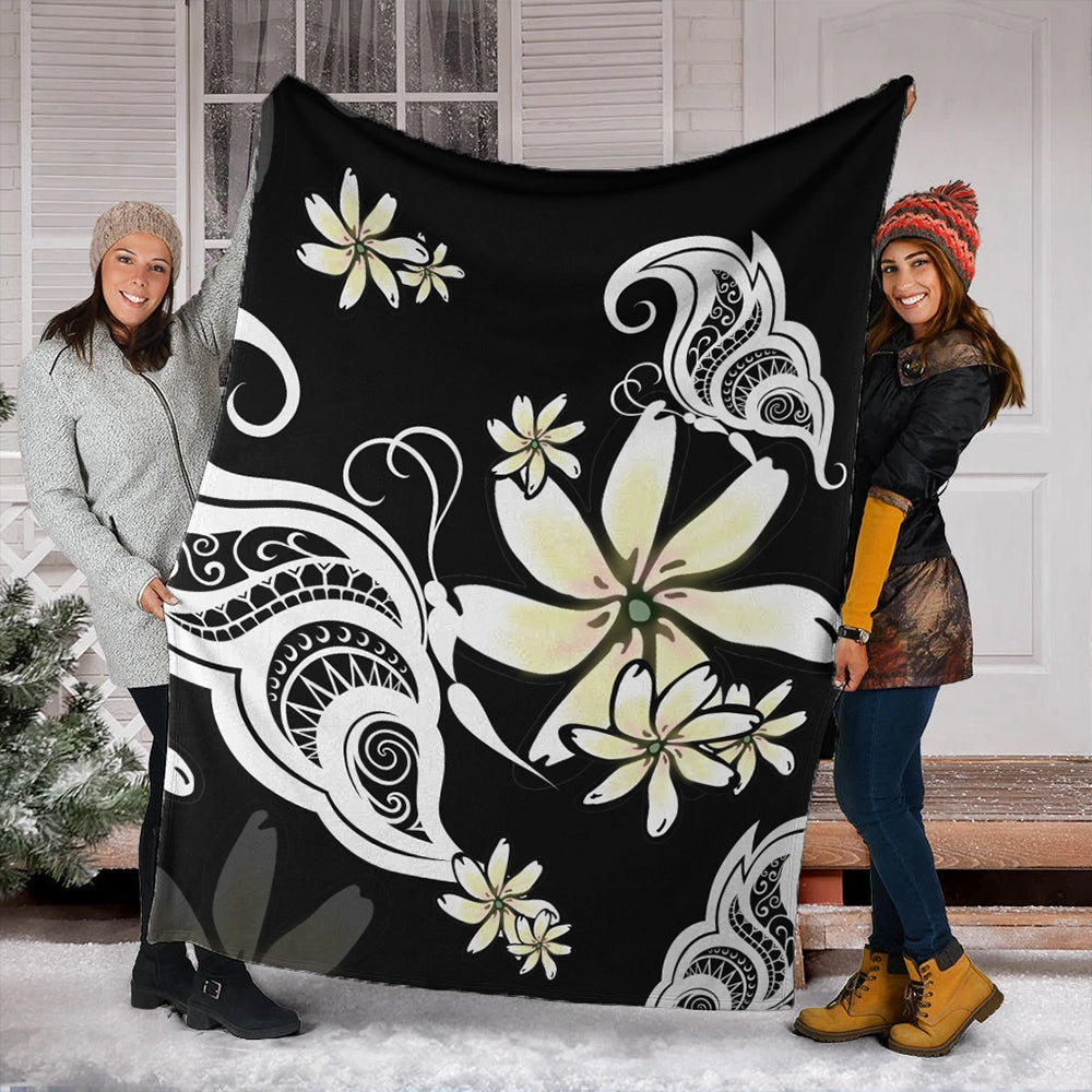 Hawaii Premium Blanket Plumeria Butterfly-Myprintsy