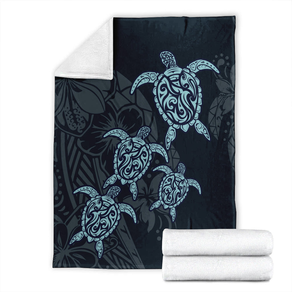 Hawaii Premium Blanket Plumeria Polynesian Deep Sea Turtle-Myprintsy