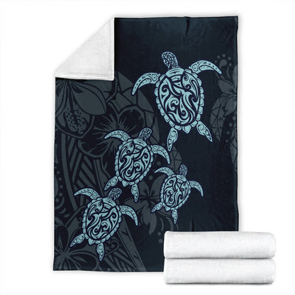 Hawaii Premium Blanket Plumeria Polynesian Deep Sea Turtle-Myprintsy