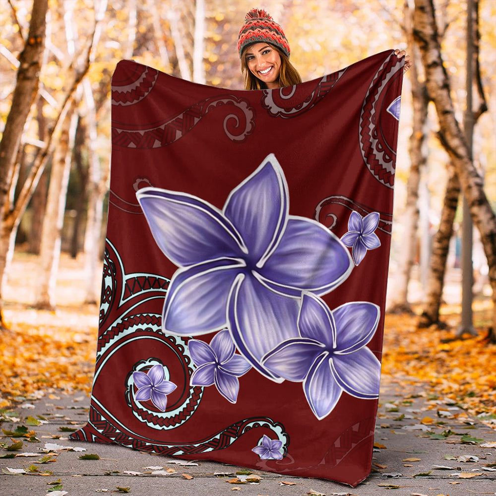 Hawaii Premium Blanket Plumeria Violet Polynesia Red-Myprintsy