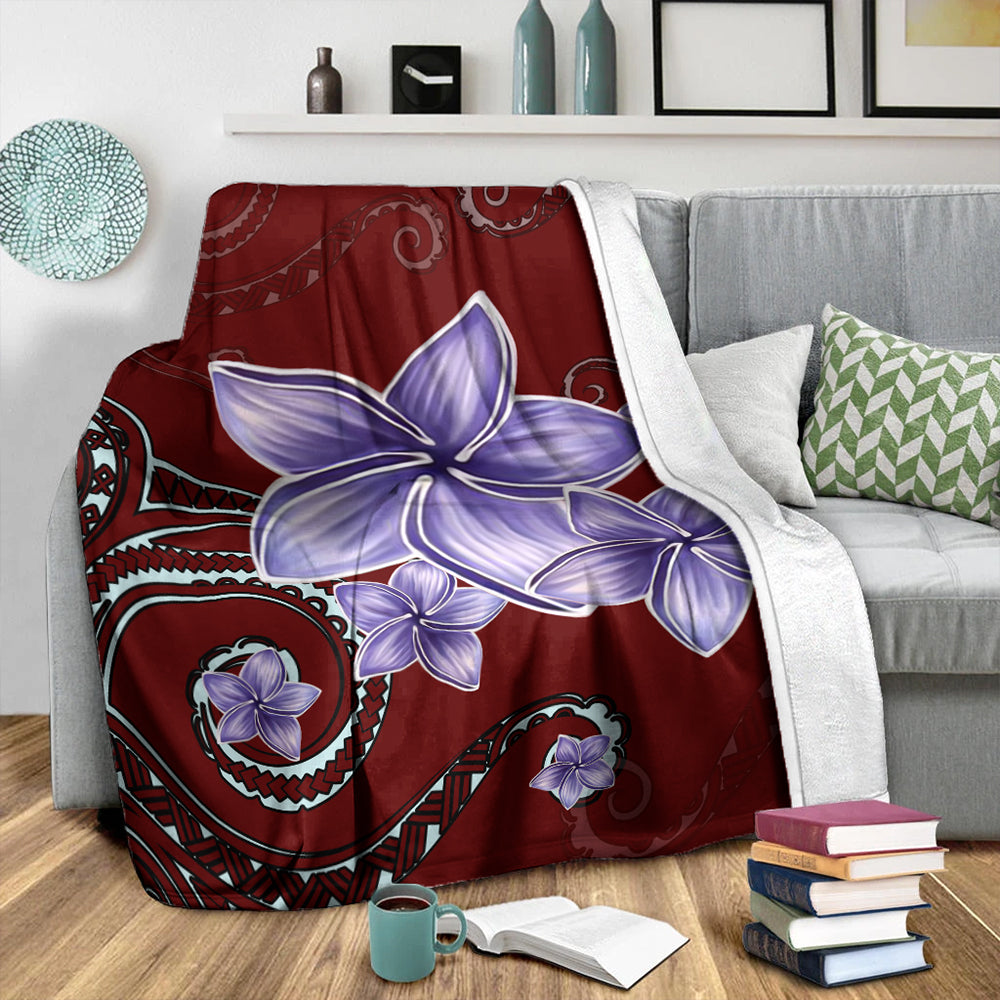 Hawaii Premium Blanket Plumeria Violet Polynesia Red-Myprintsy