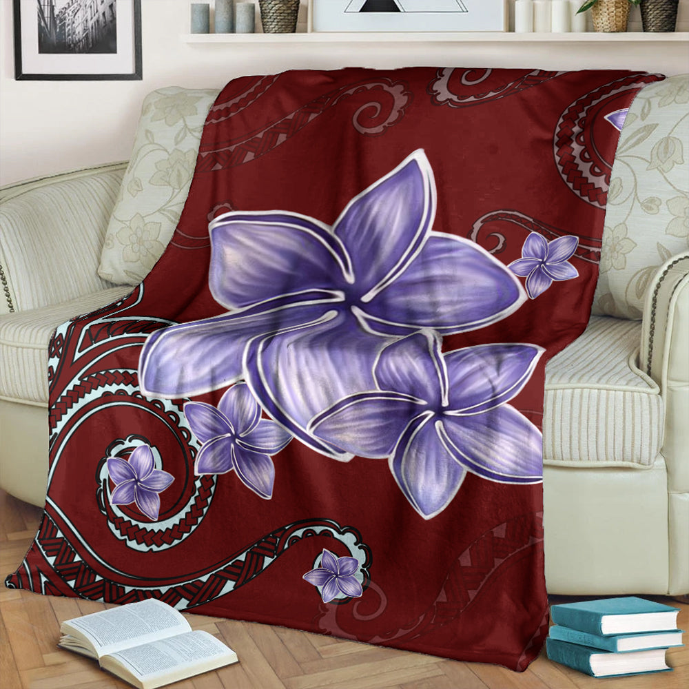Hawaii Premium Blanket Plumeria Violet Polynesia Red-Myprintsy