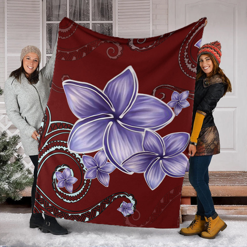 Hawaii Premium Blanket Plumeria Violet Polynesia Red-Myprintsy
