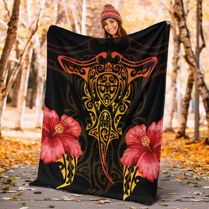 Hawaii Premium Blanket Polynesian Hibiscus Animal-Myprintsy