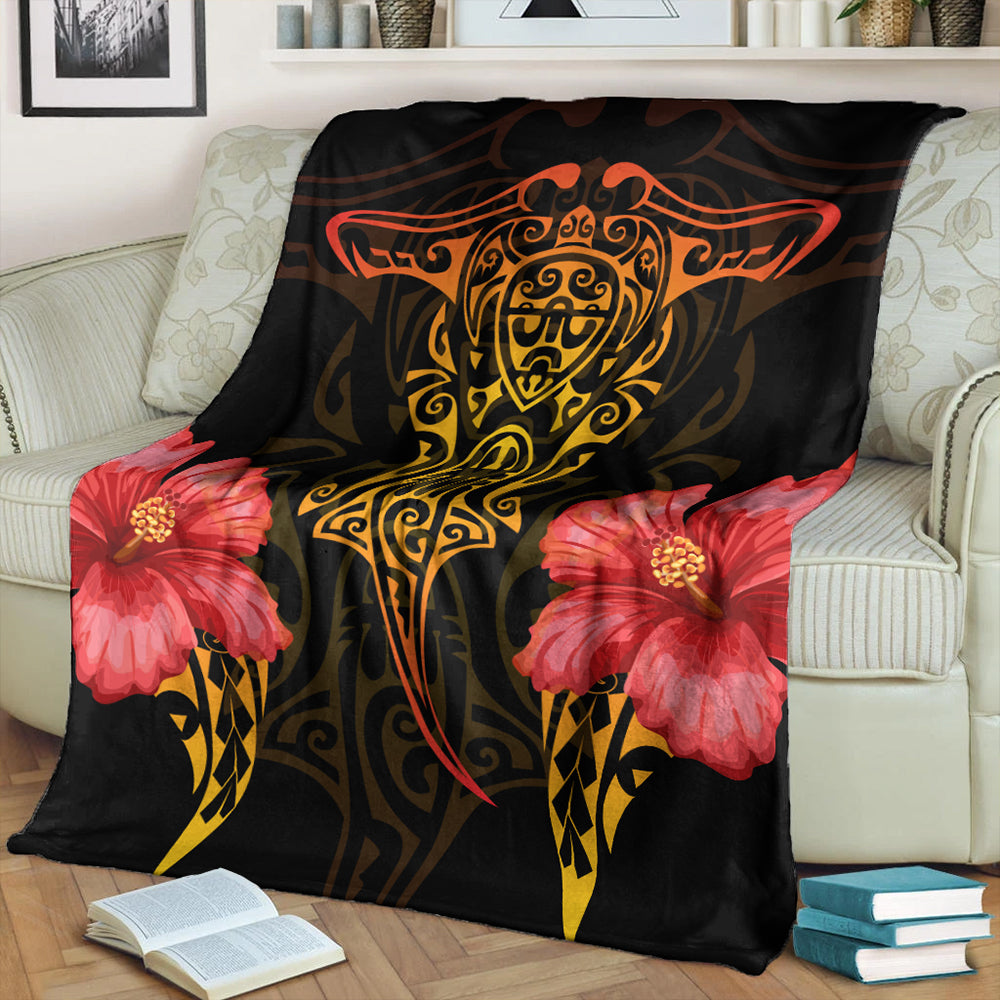 Hawaii Premium Blanket Polynesian Hibiscus Animal-Myprintsy
