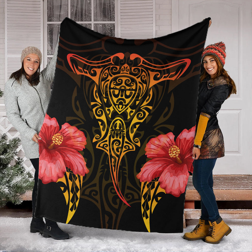 Hawaii Premium Blanket Polynesian Hibiscus Animal-Myprintsy